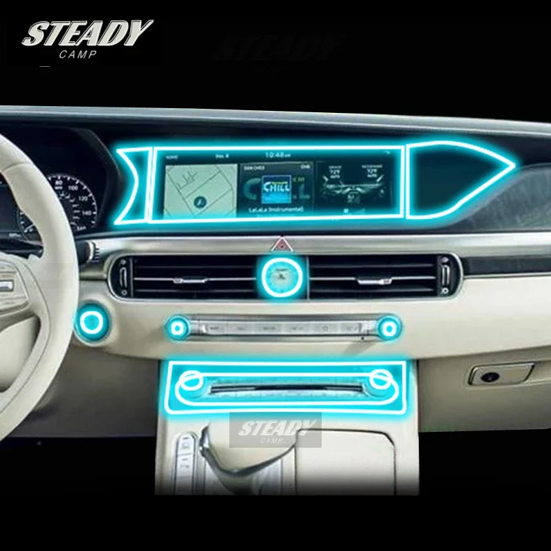 

For Genesis G90 2019-2022 2023 Car Interior Center Console Transparent TPU Protective Film Anti-scratch Repair Accessories Refit