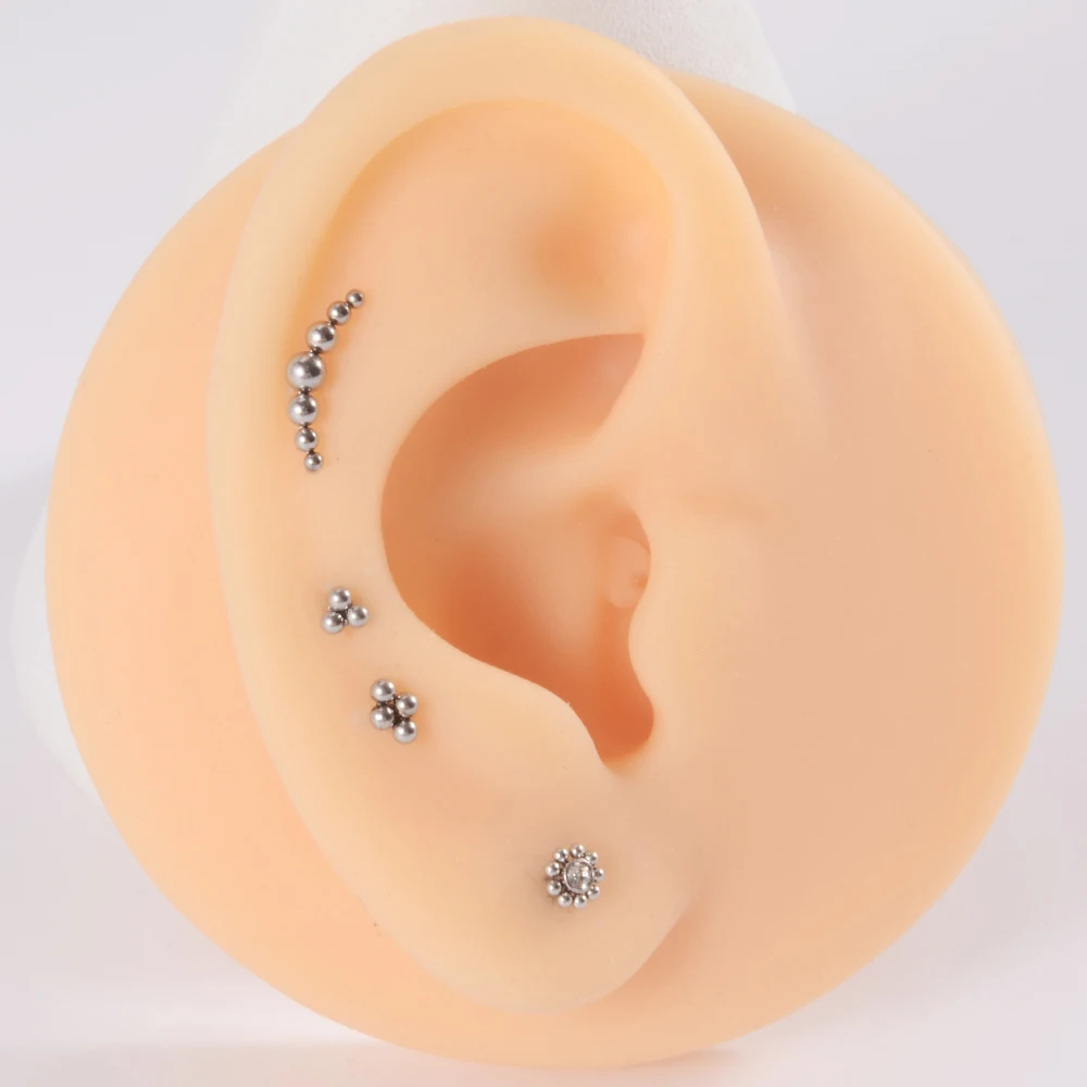 MVJK ASTM F136 Titanium Opal Zircon Ear Stud Labret Stud Lip Ring Cartilage Helix Lobe Conch Earrings Body Piercing Jewelry
