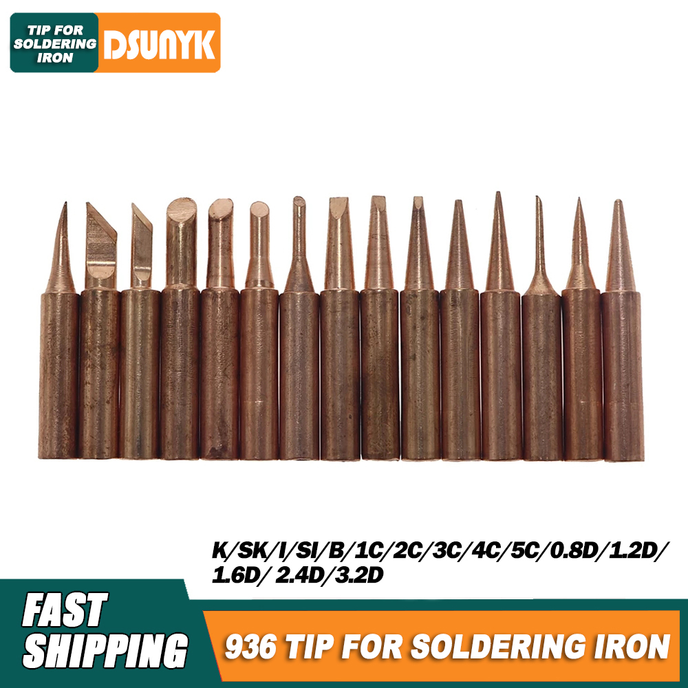 15Pcs 900M-T Copper Soldering Iron Tip Electronic Welding Soldering Iron Tips Set Soldering Tip Welding Supplies BGA Rework Tool