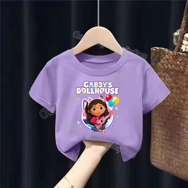 thumbnail image 1 of Gabbys-Camiseta de casa de muñecas para niña, ropa de dibujos animados para niño, Tops de manga corta para bebé, camisetas suaves Kawaii, ropa para niños, 1 of 5