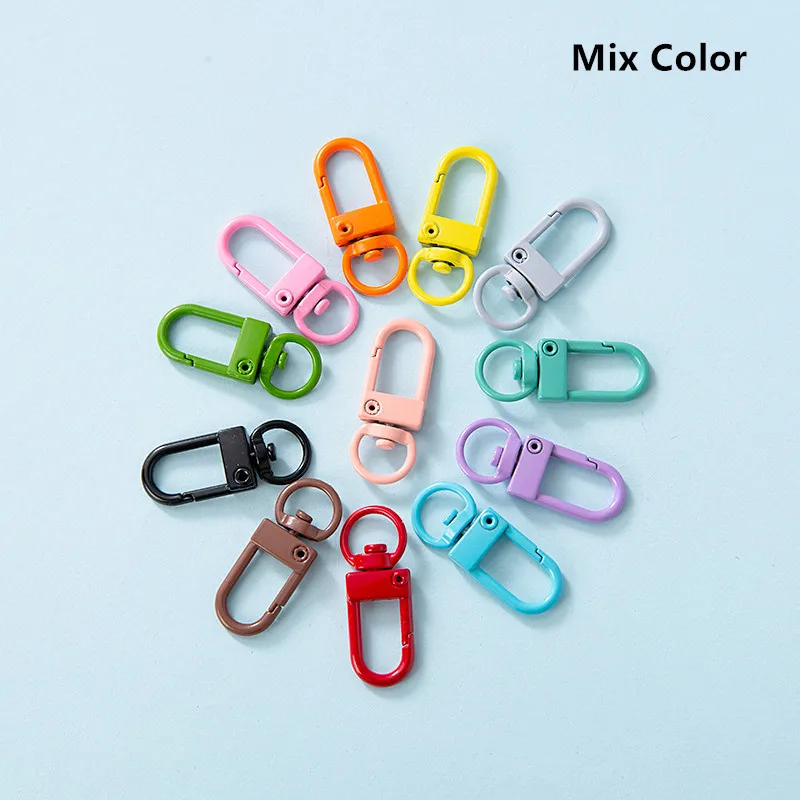 10/20pcs Metal Lobster Clasps Hooks Keyring Colored Rotating Keychain Buckle For DIY Jewelry Making Key Ring Chain Accessories
