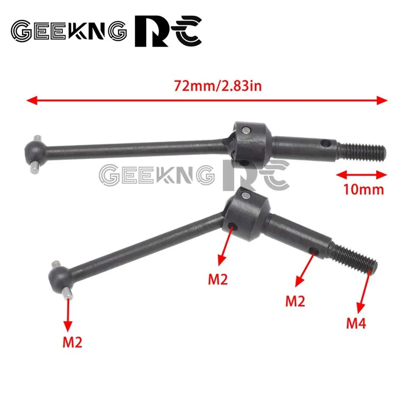 Eje de transmisión de Metal CVD 53792 (39Mm) para Tamiya, piezas, TT01, TT02, TT-01, TA01, TA04, 1/10, piezas de actualización de coche RC, 4 TT-02