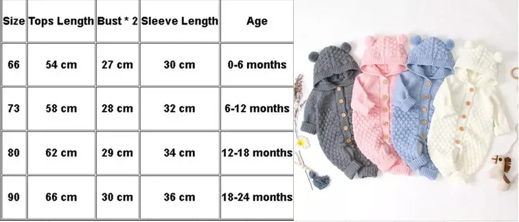 Baby Girls Bear Ear Knit Romper Boys Hooded Newborn Sweater Kids Jumpsuit Babys Outfit Autumn Winter baby rompers baby jumpsuit cotton jumpsuit baby clothing