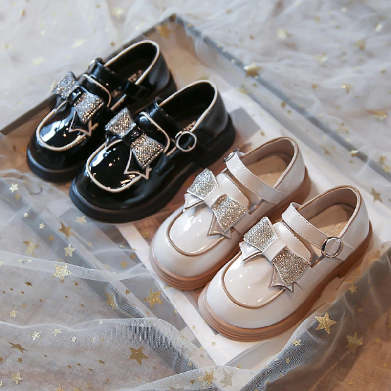 Fashion Girl Shoes New Fashion Versatile Leather Shoe Comfort Non Slip Casual Kids Shoes Exquisite Elegant Classic Princess Shoe