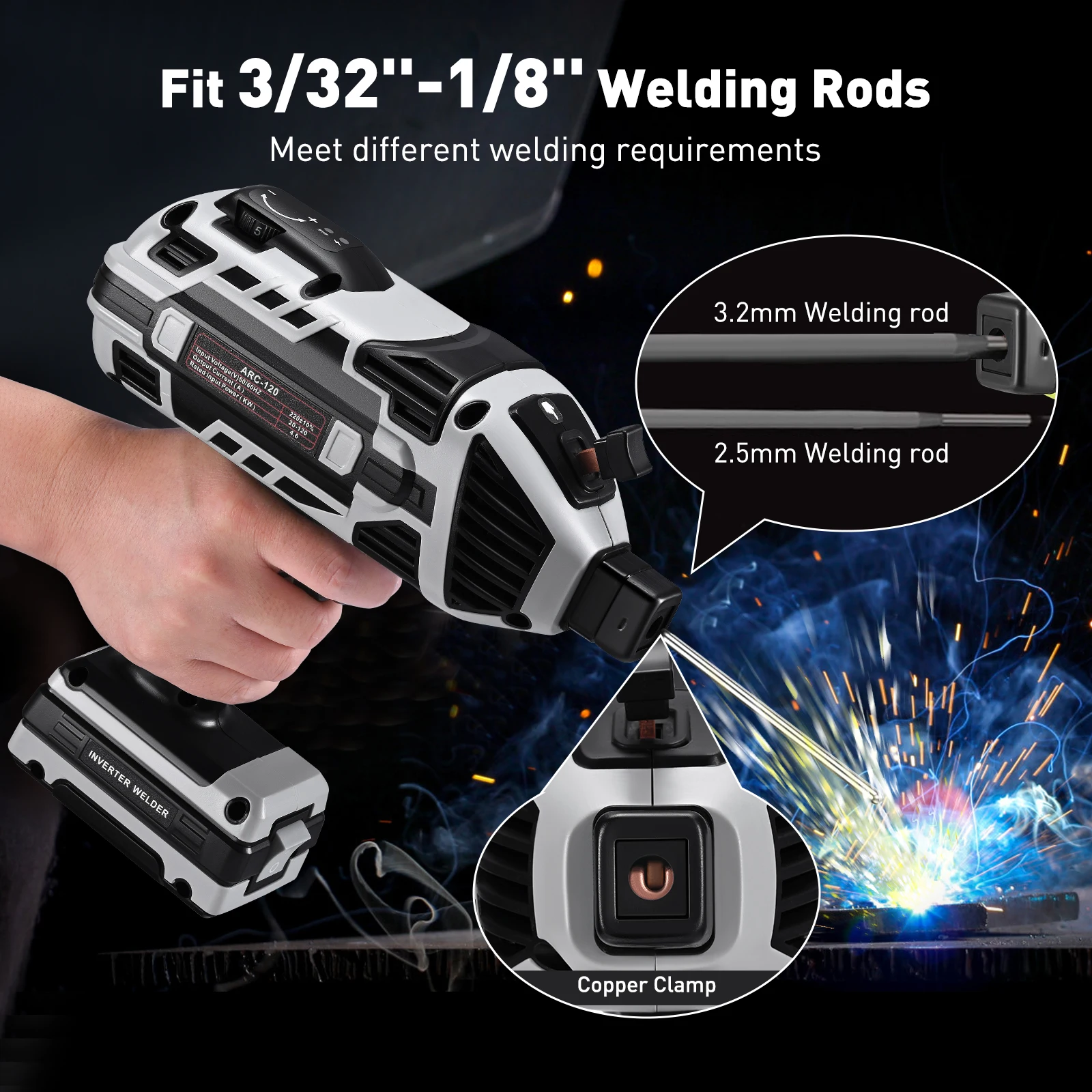 Handheld Welder IGBT Inverter Welding Machine 20-120Amp Adjustable ARC Welding Suitable for 3/32&Prime;-1/8&Prime; Rods