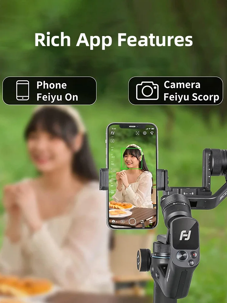 Camera Gimbal Stabilizer FeiyuTech SCORP Mini Gimbal Stabilizer For Mirrorless Camera Sony ZVE10 Canon Nikon Action GoPro Cell Phone