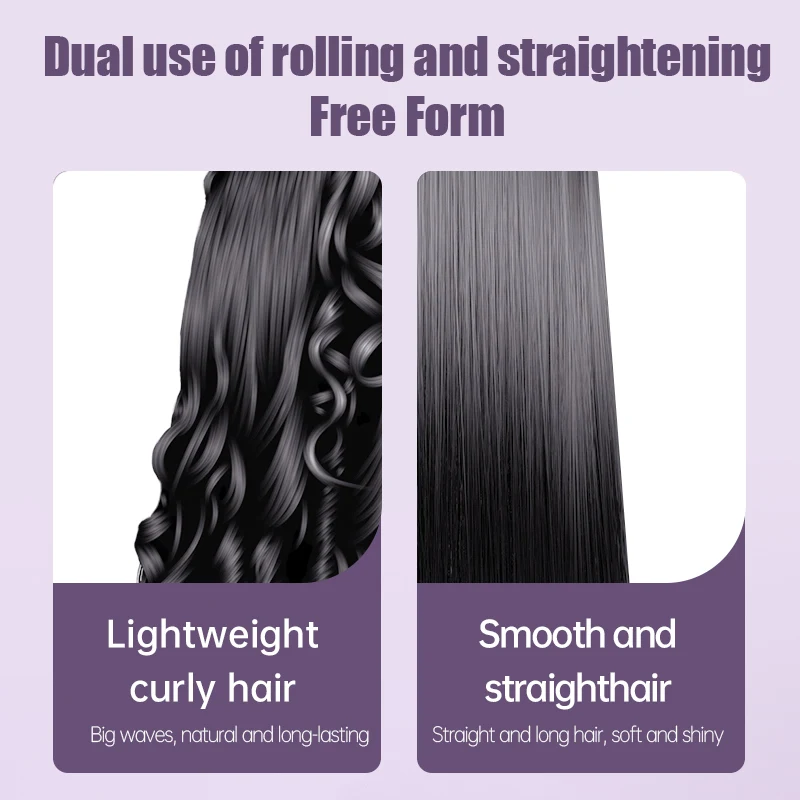 Professional Flat Iron Hair Straightener 2 in 1 Negative Ion Electric Curling Iron Dual Voltage Instant Heating Styling Tools 3