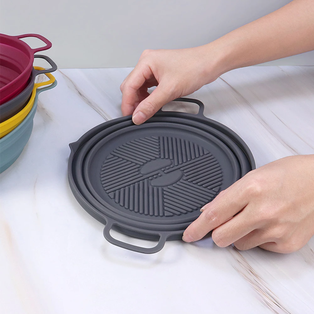 Foldable Air Fryer Silicone Pot Airfryer Oven Baking Tray Reusable Mold  Fried Chicken Basket Cake Pan Kitchen Accessories