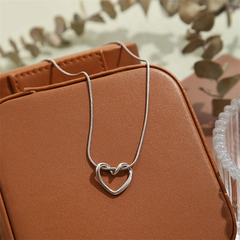 Silver Color Heart Choker Necklace for women Multilayer Long Tassel Butterfly Pendant Chain Necklaces & Pendants Fashion Jewelry