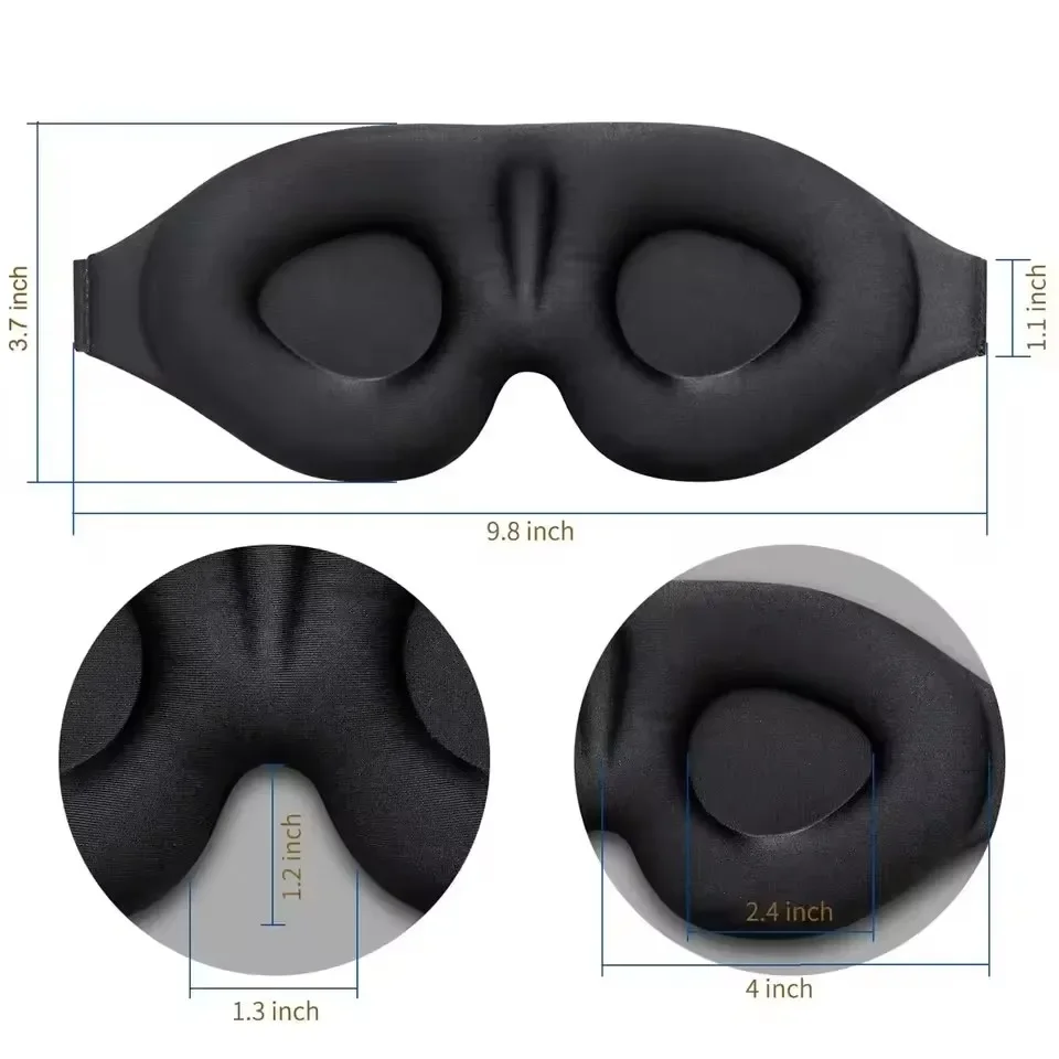 3D Contoured Sleep Eye Mask with Earplugs - Ultimate Light Blocking Blindfold