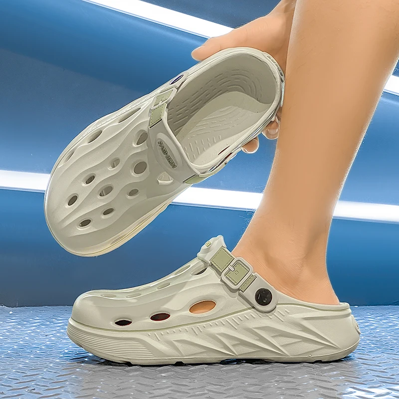 Men's Cave Shoes Summer New Anti Slip Wear Resistant Beach Sandals Oversized Slippers Breathable Baotou Drag Sleepers Men