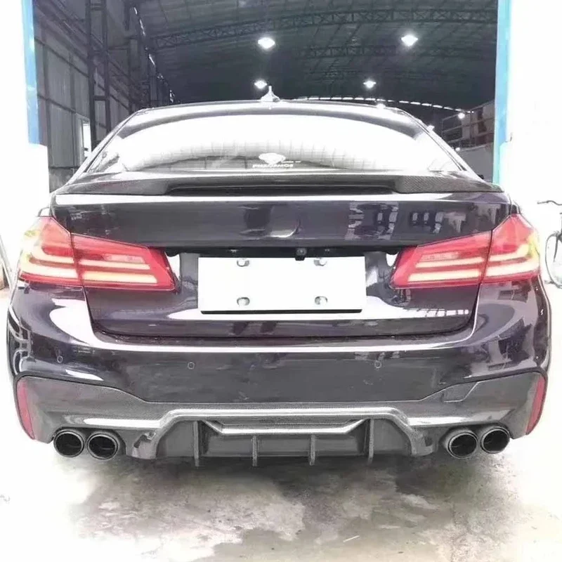 BMW 5 시리즈 M5 F90 G30 G38 540i 530 2017+ 카본 파이버 백 립 자동차 리어 범퍼 디퓨저 리어 스플리터 스포일러 바디 키트
