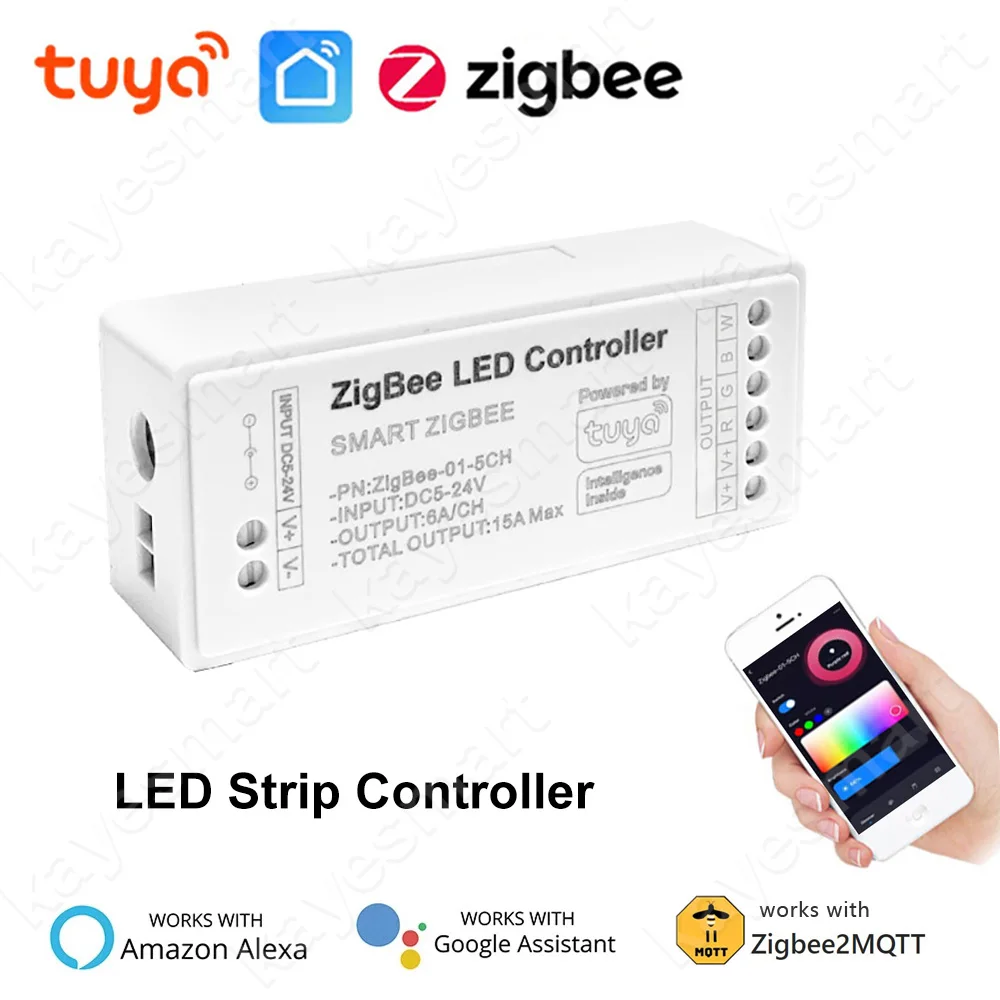 Tuya Zigbee Rgb Led Strip Controller Per Single Color Rgb Rgbw Rgb + Cct Led Tape Voice App Control 12V Led Light Controller Alexa