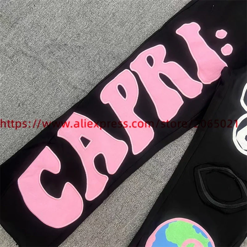 Description Picture 6 of itemPuff Print Project Capri Flared Sweatpants Men Women Casual Pants Jogger Sweat Pants Terry Trousers