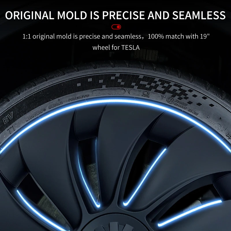 4PCS for New Model Y 2025 Juniper 19in Turbine Texture Style Hubcap Rim Cover Accessories Hub Cap Automobile Wheel Cap for Tesla 6