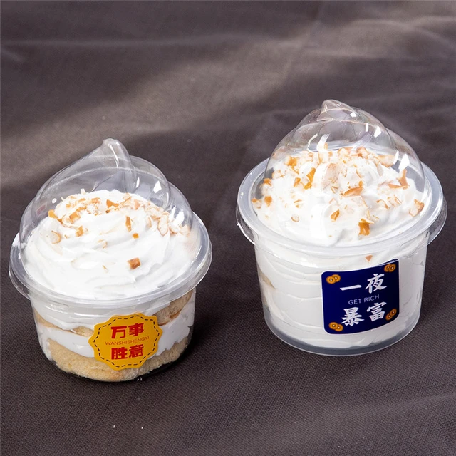 50Pcs Dessert Cups with Lids Jelly Ice Cream Pudding Clear Plastic