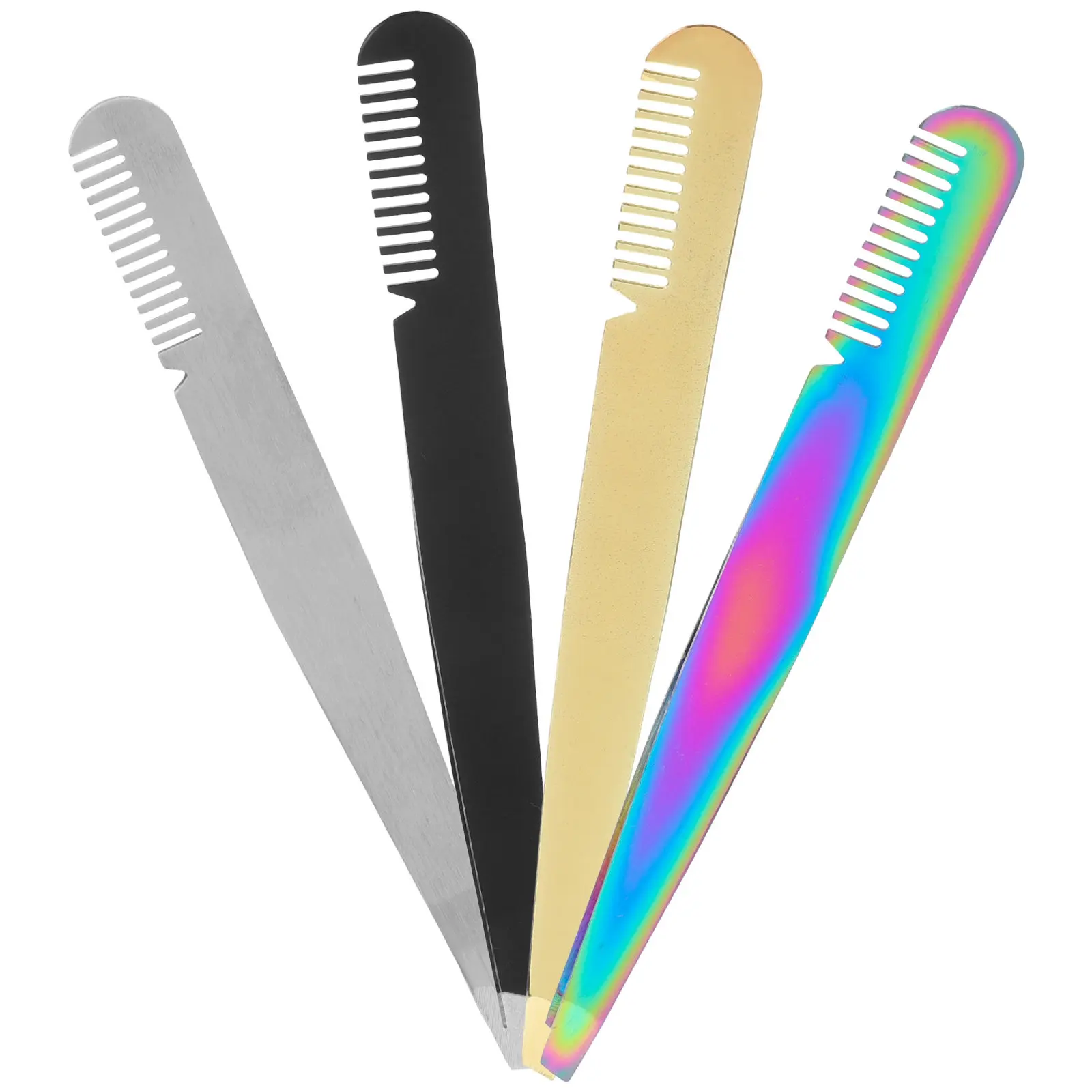 4Pcs 눈썹 핀셋 스테인레스 스틸 전문 경사 핀셋 여성을위한 정밀한 얼굴 제모 미용 도구 남성용