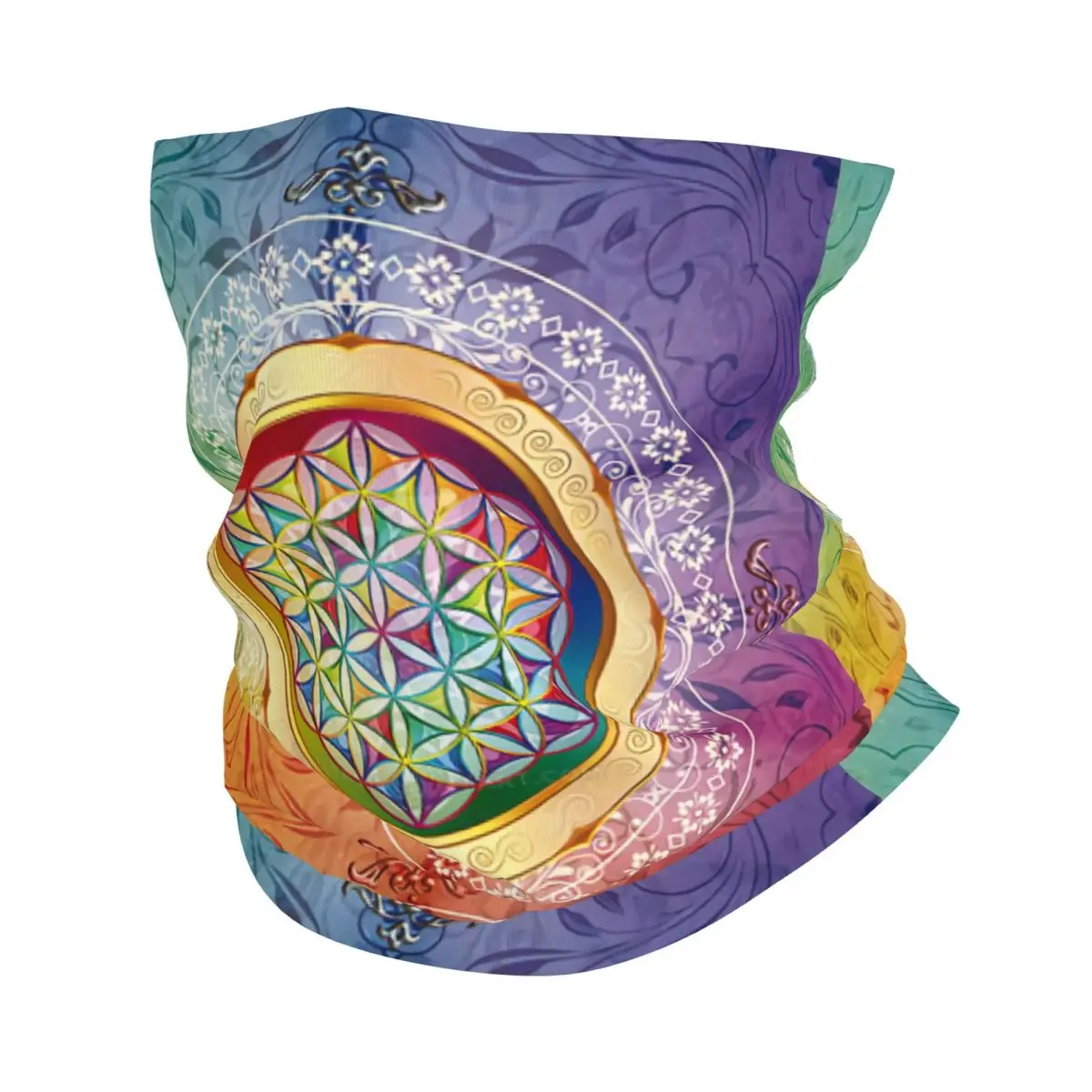 

Romantic Flower Of Life Bandana Neck Warmer Women Men Winter Ski Hiking Scarf Gaiter Sacred Geometry Face Cover