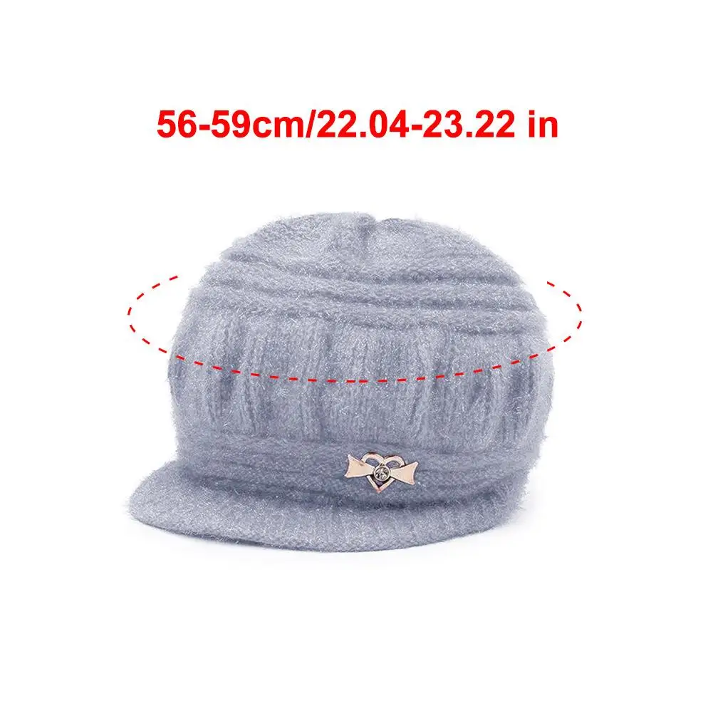 Fashion Hat Plush Knitted Wind Ear Guard Solid Color Simple Autumn And Winter Warm Hat Plush Wool Old Lady Cotton Hat 6