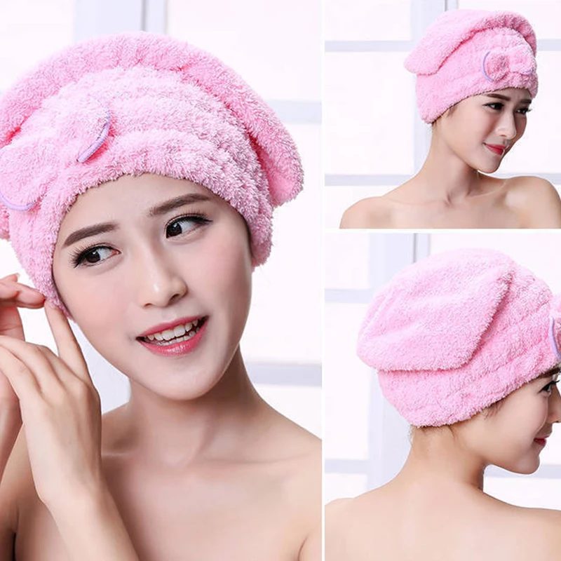 Microfibre Quick Hair Drying Bath Spa Bowknot Wrap Towel Hat Cap for Bath Bathroom Accessories Shower Cap for Women Hair microfiber towel shower cap dry hair cap