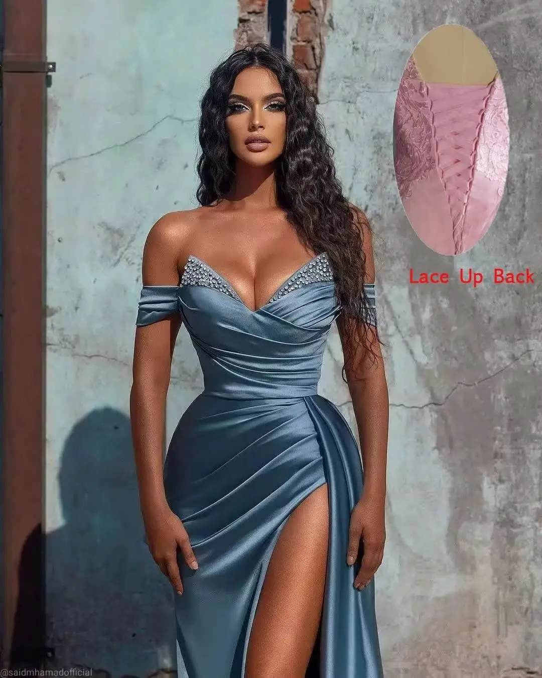 Ženy pryč bedra mořská panna ples šaty dlouhé satén bál gowns štěrbinou korálkový ruched formální sexy soumrak večírek gowns vestidos slavnost