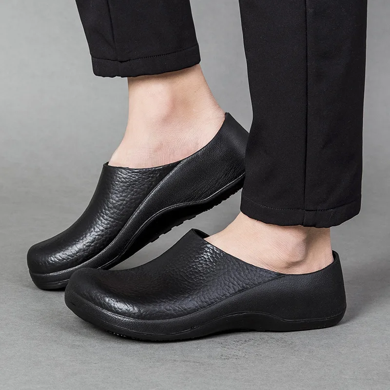 STRONGSHEN Men Waterproof Oilproof Chef Shoes Hotel Kitchen Anti-Slip Work Shoes Restaurant EVA Garden Clogs Working Flat Shoes 5