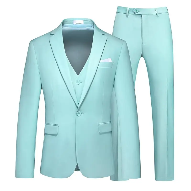 

New (Blazer+ Vest + Pants) Men's Fashion Gentleman Korean Version of Business Casual Hollow Slim British Style 3-piece Set M-6XL