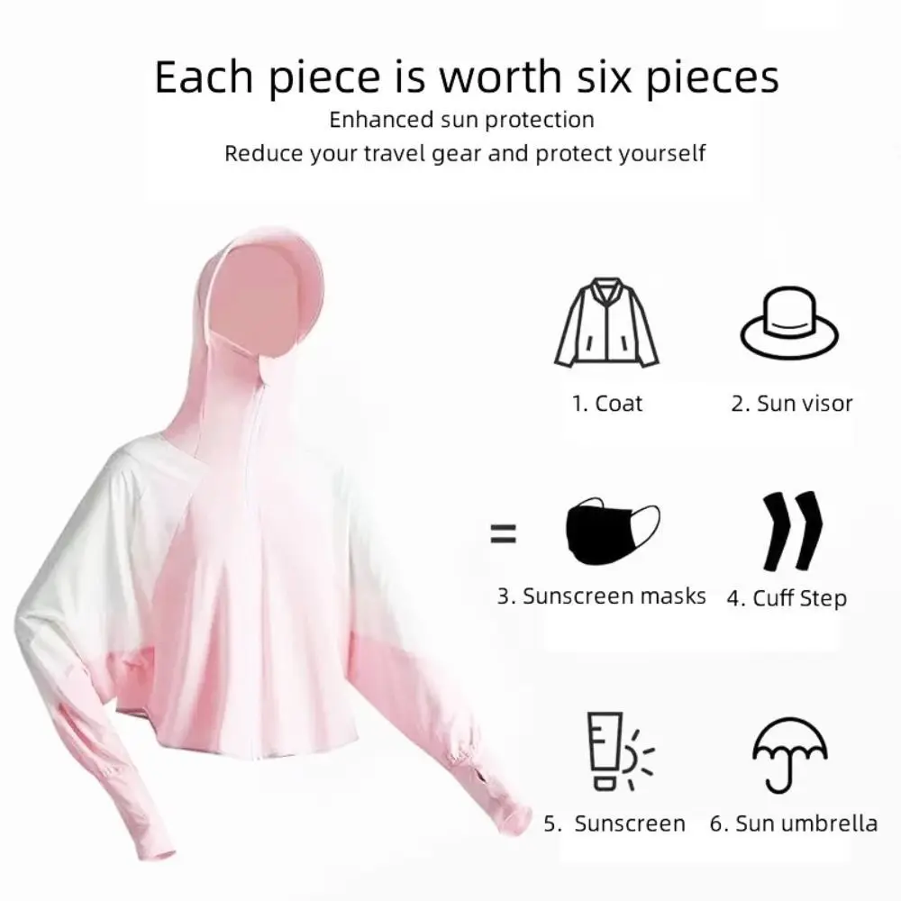 Description Picture 5 of itemFashion Sweatshirts Sunscreen Clothing Patchwork Long-sleeved Sunblock Clothing Thin Shawl Outdoor Sun Protection Coats Women