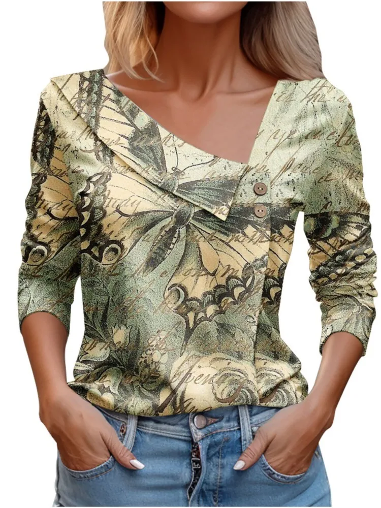 

Aesthetic T Shirt For Women Vintage Long Sleeve Tops Fashion Shirts And Blouses Harajuku Print Pulovers Autumn Clothes Y2k 2000s