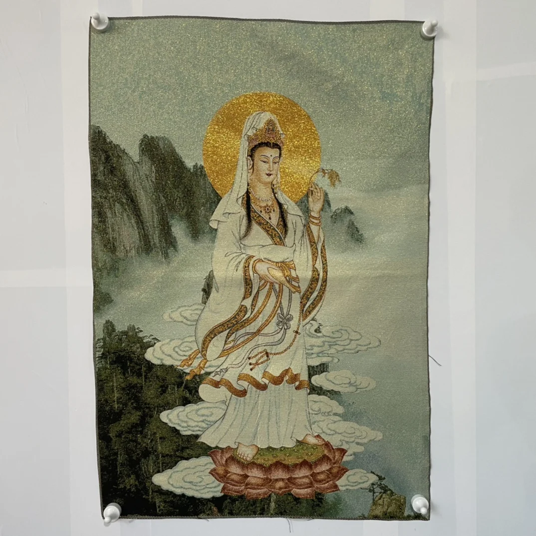 

Free Delivery China Elaborate Silk Embroidery Good Luck“Bodhisattva”Geomantic Thangka Painting Mural Household Decoration#6