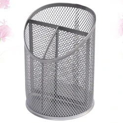 Sleek Metal Mesh Pencil Holder and Desk Organizer in Black and Silver (Grey)