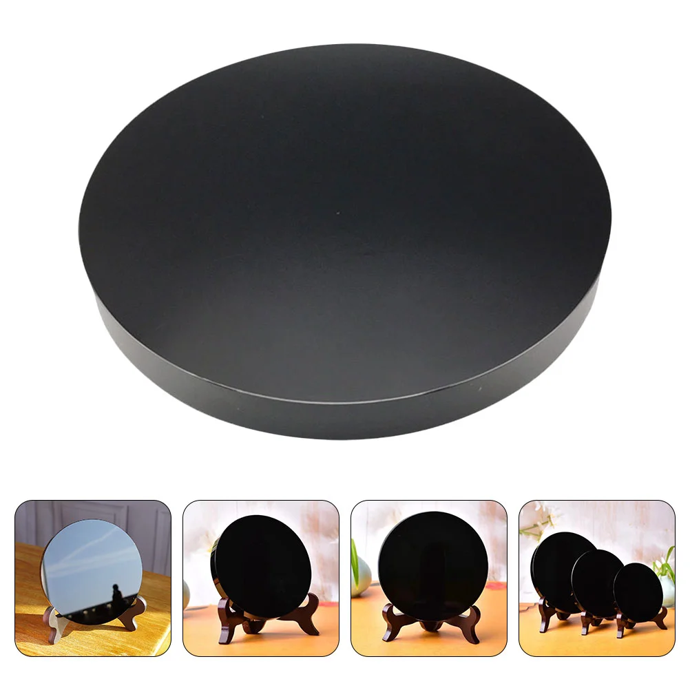 

Vosarea Obsidian Scrying Mirror Natural Black Obsidian Stone Circle Disc Round Plate Feng Shui Mirror