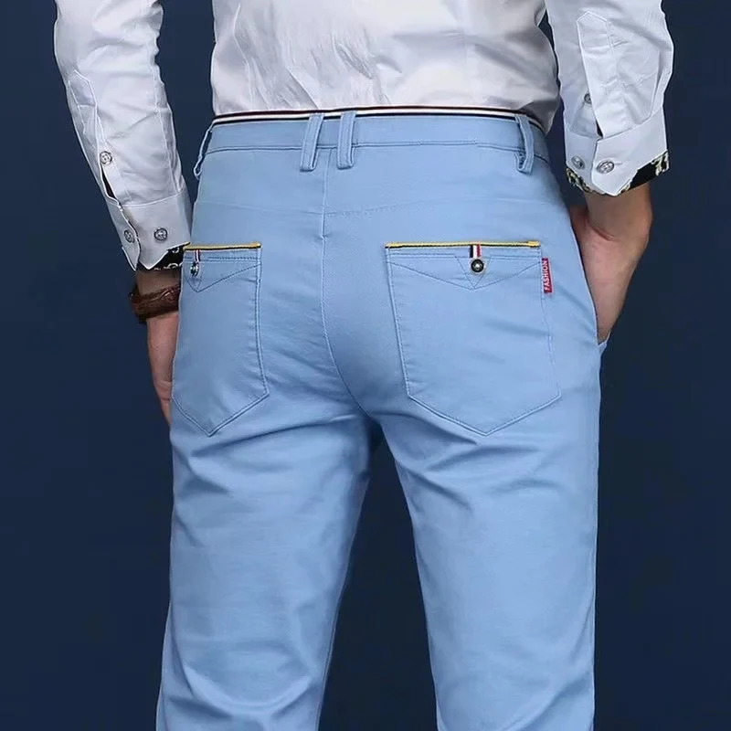 6 Colors Fashion Mens Slim Fit Casual Pants Korea Style Business Work Trousers All-match Mens Midwaist Straight Casual Pants 5