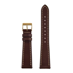 Elegant Vintage Vegetable Tanned Leather Watch Strap - Quick Release, Unisex, Multiple Sizes Available - 22mm (Brown - Gold Buckle)