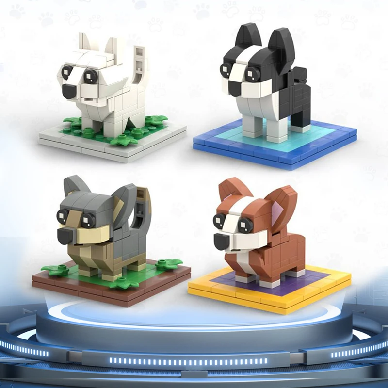 

Build a pet toy creative animal building kit pet action play Brighten display brick built dog lovers supercute puppy models