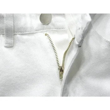 شورت جينز أبيض ممزق للرجال ، جينز بطول الركبة ، بسيط ، كاجوال ، فتحة ضيقة ، بنطال قصير ، ملابس شارع ، موضة جديدة - Image 5