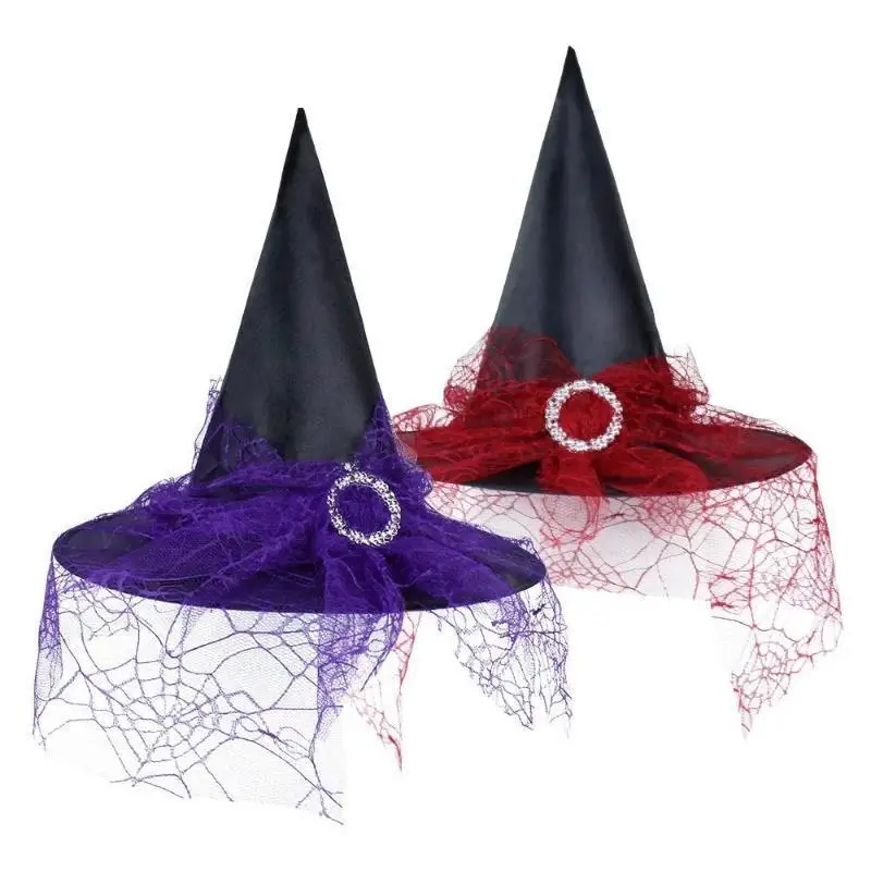 Halloween Vintage Witch Hats Lace Veils Witch Hats Halloween Cosplay Costume Accessories Party Supplies For Adults Kids