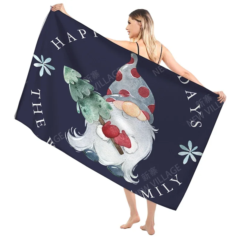 Christmas Pattern Bathroom Adult Soft Bath Towel Sauna Large Beach Towel Fitness Towel Hotel Women's Shower Quick Drying 3