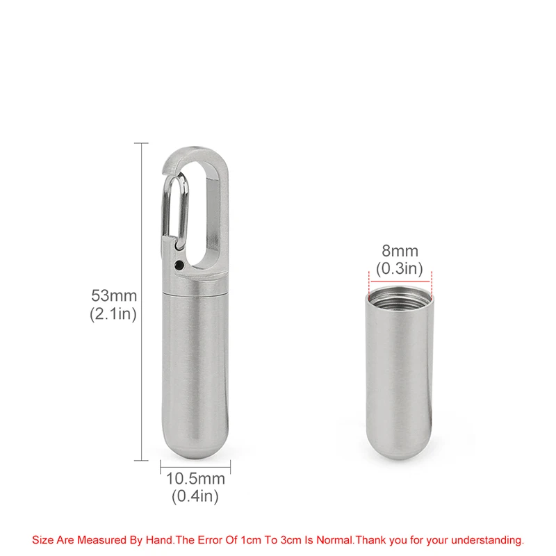 Mini Stainless Steel Seal Bottle Waterproof Canister Pill Bottles Keychain Outdoor EDC Tool Key Ring