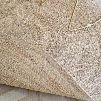 Japan Style Rattan Round Carpets For Living Room Bedroom Kitchen Decor Straw Plants Fiber Mat Rugs Hand Woven Anti-slip Mats 3