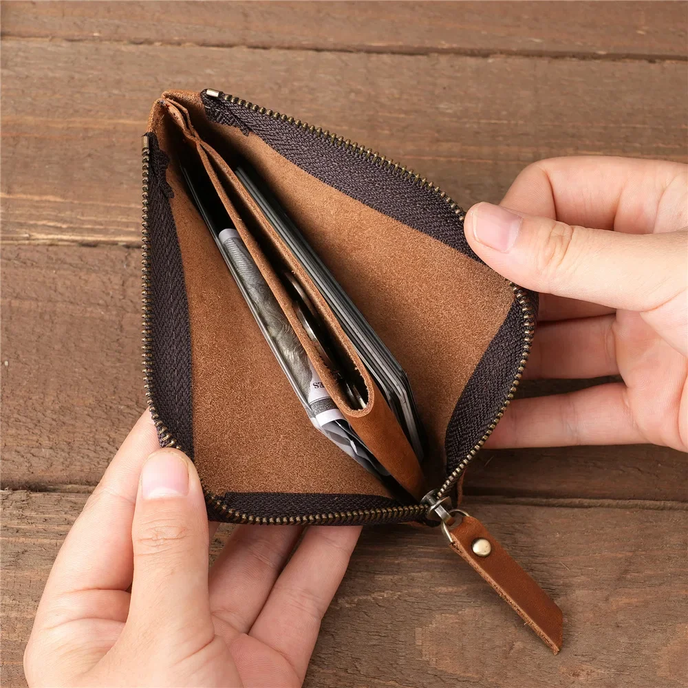 Men Small Wallets Genuine Leather Credit Business Card Holder Purse Money Case Vintage Clutch Short Women Men Coin Pocket Bag