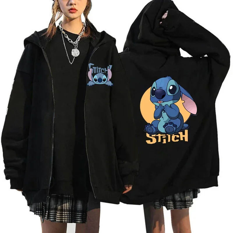 thumbnail image 1 of Sudadera con capucha de dibujos animados de Disney Stitch para mujer, ropa de calle de Manga, Harajuku, Anime, divertido, invierno, años 90, 1 of 5