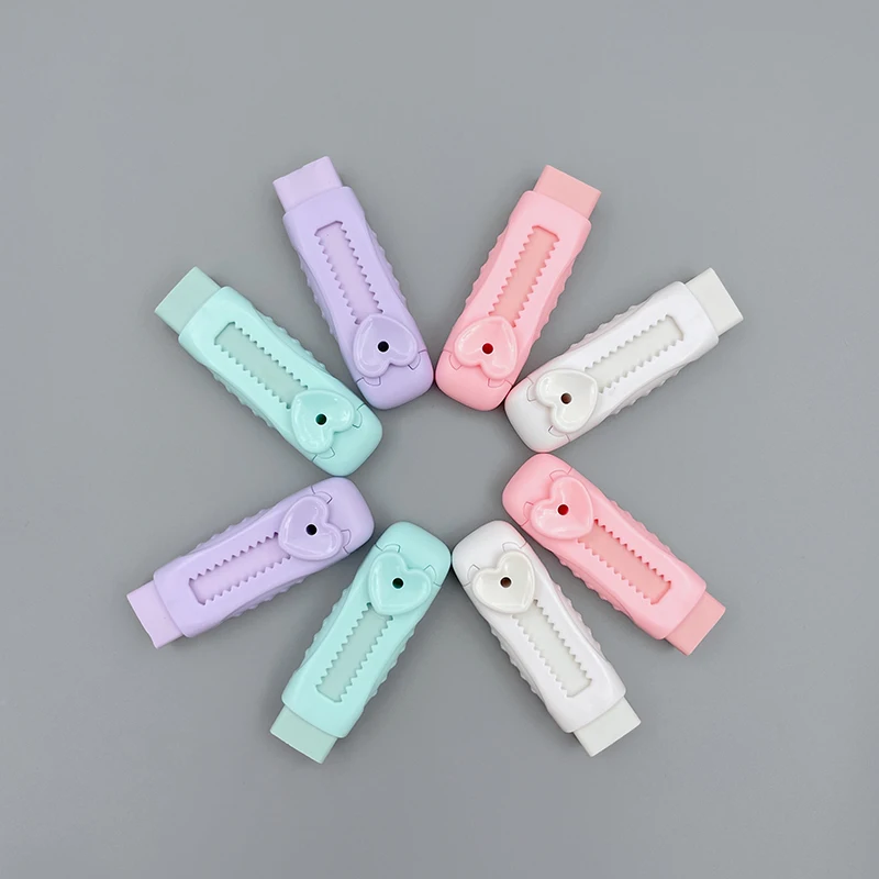 사랑스러운 마카롱 색상의 하트 모양 지우개 내구성 있는 ABS 소재 당기고 밀어내는 디자인 사무실 및 학교용