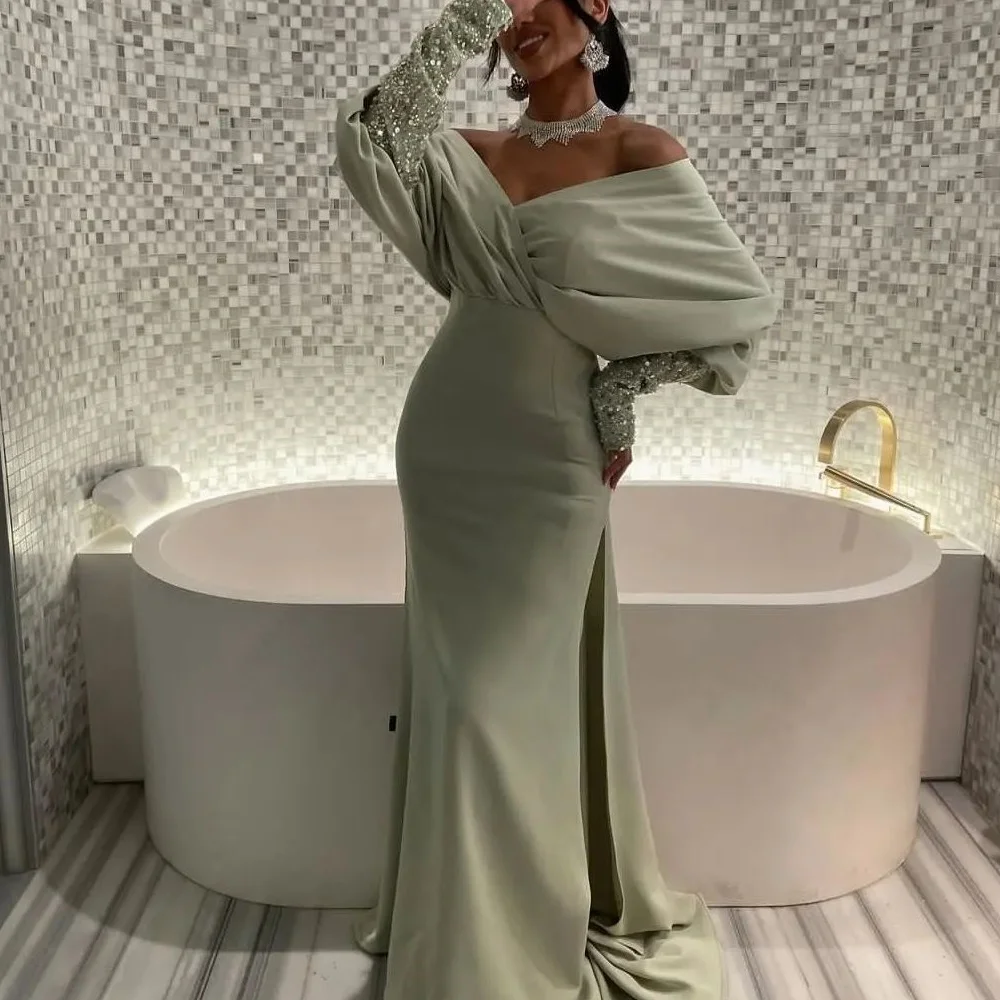 

Serendipity Summer Floor-Length Formal Occasion Green Three Quarter Evening Dress Elegant Party Dress for Women 2023