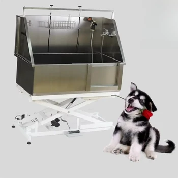 Vasca per Toelettatura Cani con Porta Scorrevole e Pedale: Vasca in Acciaio Inox per Toelettatura a Caldo di Cani e Forniture per Animali