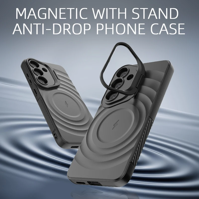 Luxury Magnetic Folding Lens Holder Case with Ripple Design - Matte Soft Cover