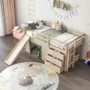 Wood Loft Bed with Slide, Ladder,  Loft Bed for Girls & Boys, Children Beds 2
