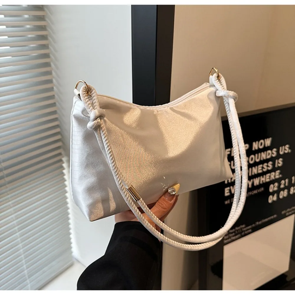 Casual Solid Color Fashion Elegant Shoulder Bag Smooth Cloth Satin Underarm Bag Leisure Shoulder Bag