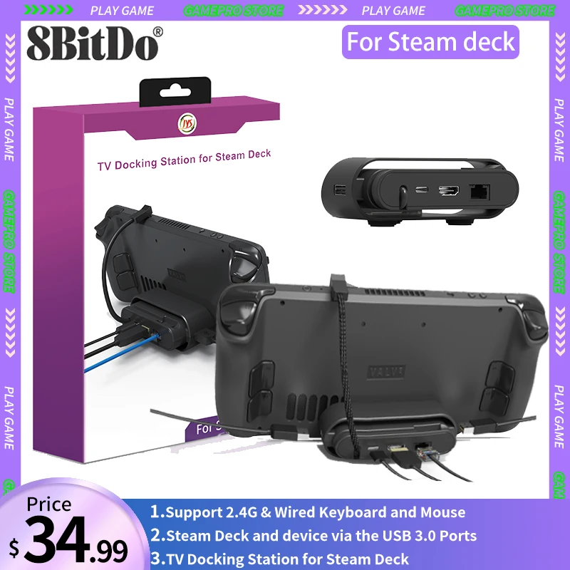 

Game Accessories For Steam Deck TV Base With Network Port 3.0USB Supports Data Transmission HDMI4K Video Conversion