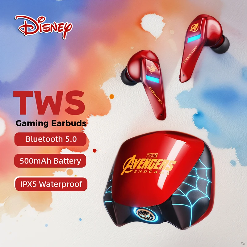 

Disney Marvel Gaming TWS Headphones Spiderman Wireless Bluetooth Earbuds HIFI Stereo Gamer Earphones with Mic for Mobile Phones